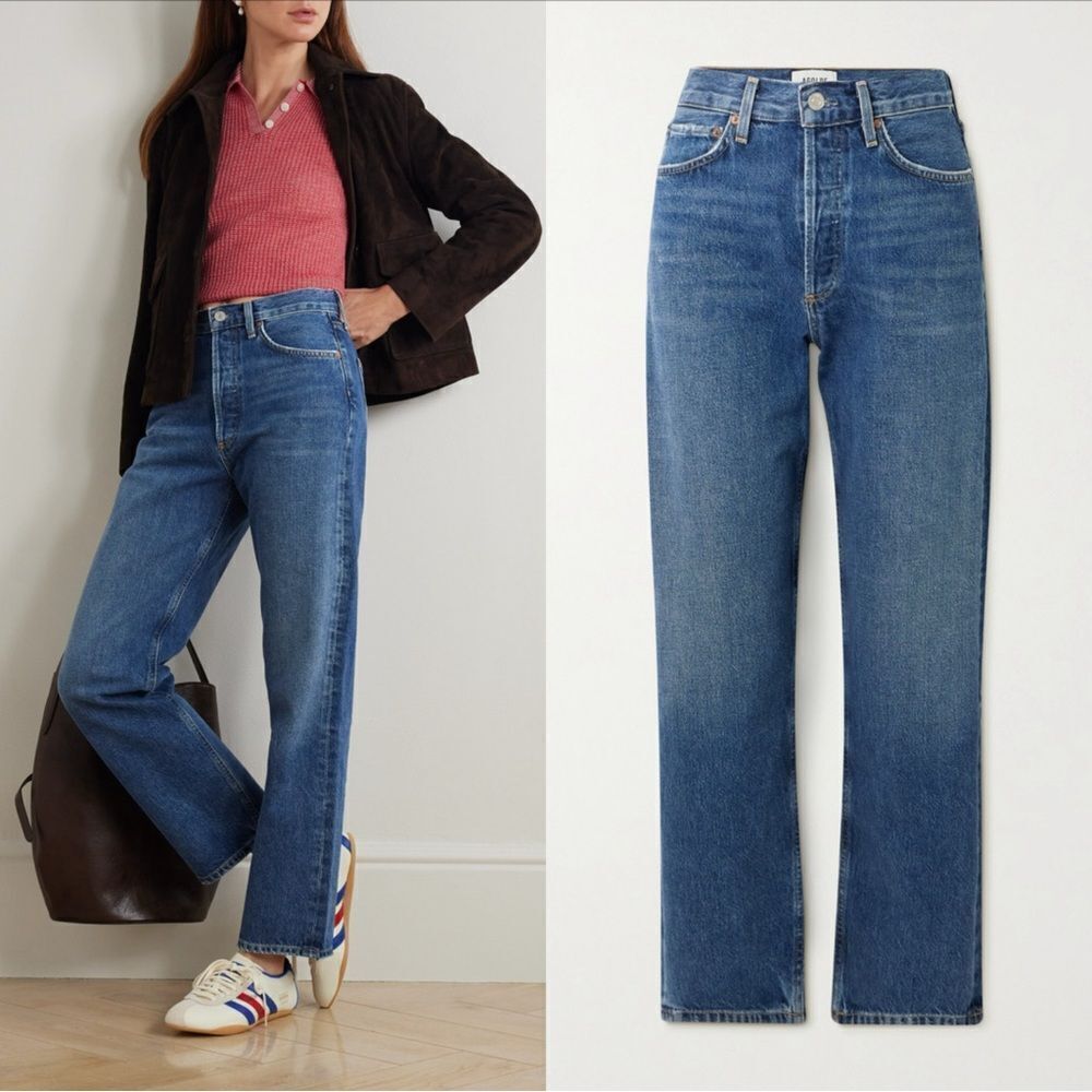 AGOLDE ‘90s mid-rise straight-leg organic jeans in mid Wash